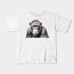 Watercolor chimpanzee monkey painting art Kids T-Shirt